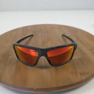 Oakley Cables Sunglasses Mens One Size Black Orange Mirrored Wrap OO9129-0463